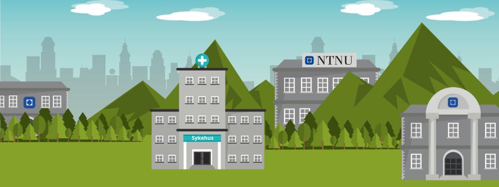 Tegning av NTNU-bygninger